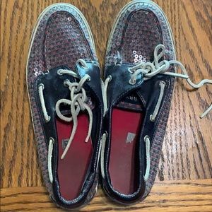 Purple and pink sequin Sperry Topsider shoes